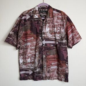 No Boundaries M/L Vintage Graffiti Button Up Short Sleeve Shirt 90’s Y2K Grunge
